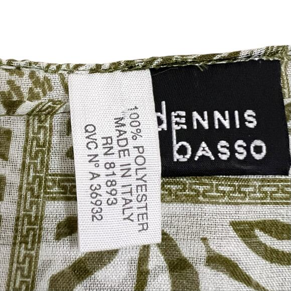 NWOT Dennis Basso Green & White Patchwork Animal Print Lightweight Chiffon Scarf - Picture 3 of 3